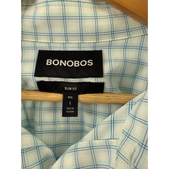 Bonobos Men's Slim Fit Long Sleeve Button Down Shirt Plaid Light Blue Size L - Picture 3 of 8